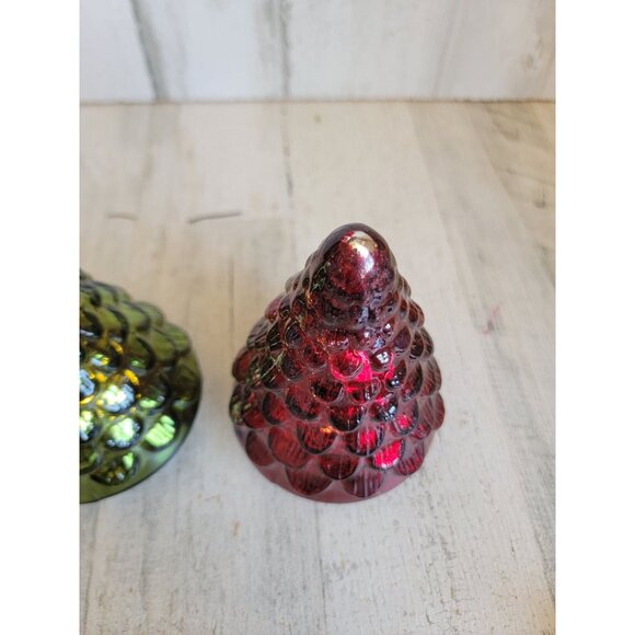 Rustic blown glass tree red green Xmas table top light up decor - Picture 4 of 6